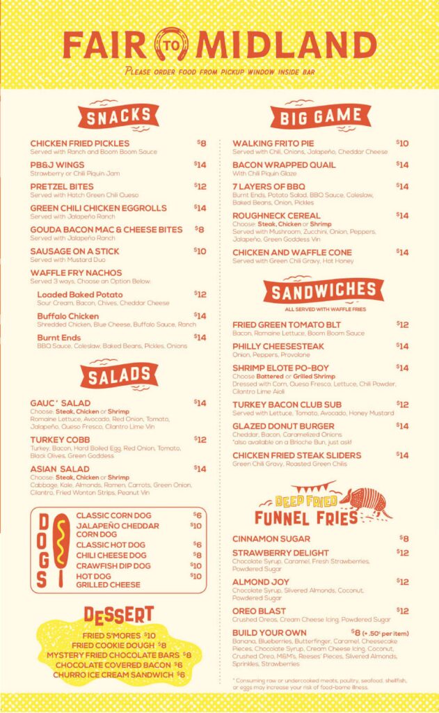 Fair To Midland Menu